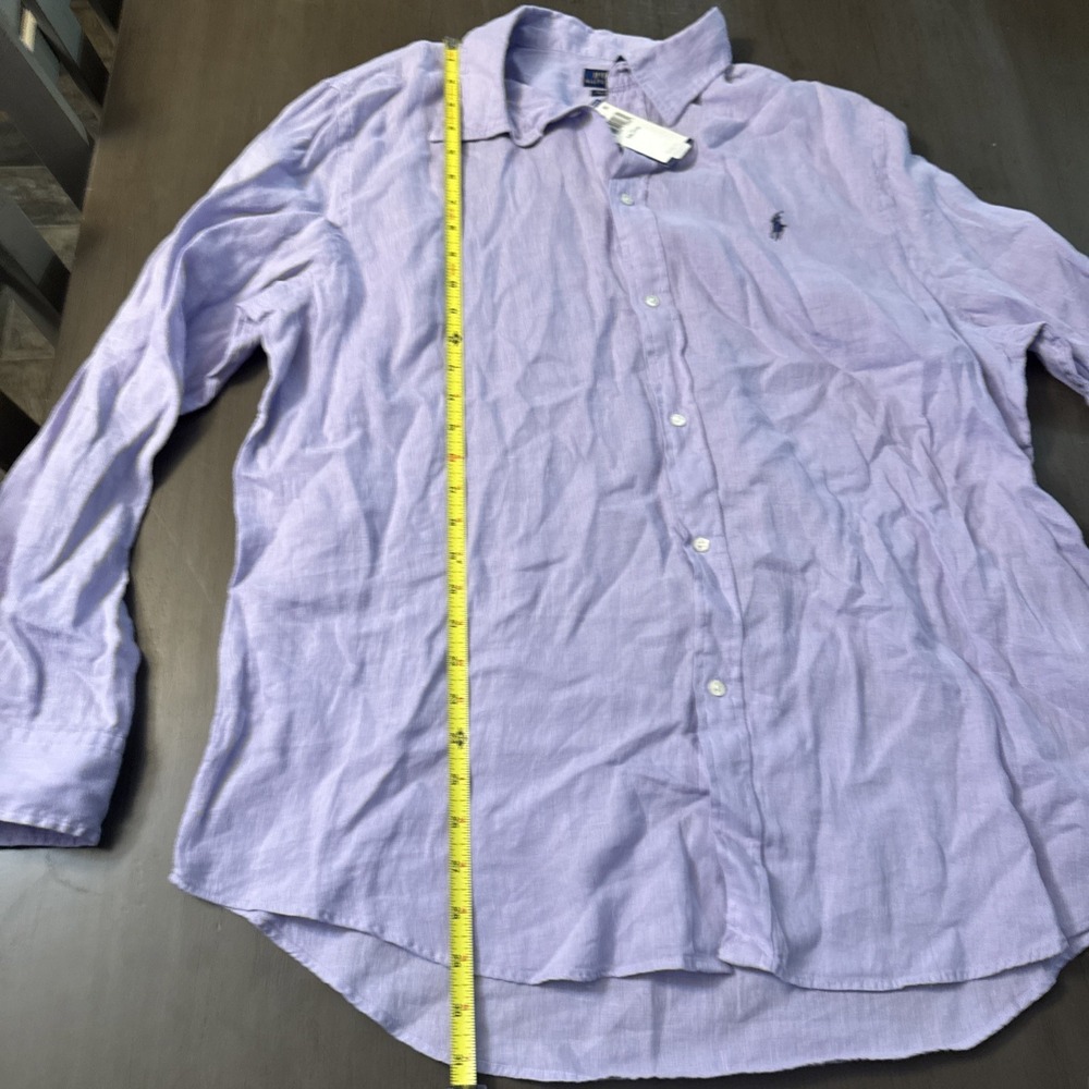 Polo Ralph Lauren Purple LINEN Long Sleeve Relax Fit Button Down Shirt - Picture 7 of 8